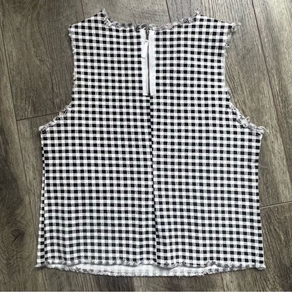 RD Style Black and White Gingham Raw Edge Sleeveless Top Size Small NWOT - Picture 4 of 8